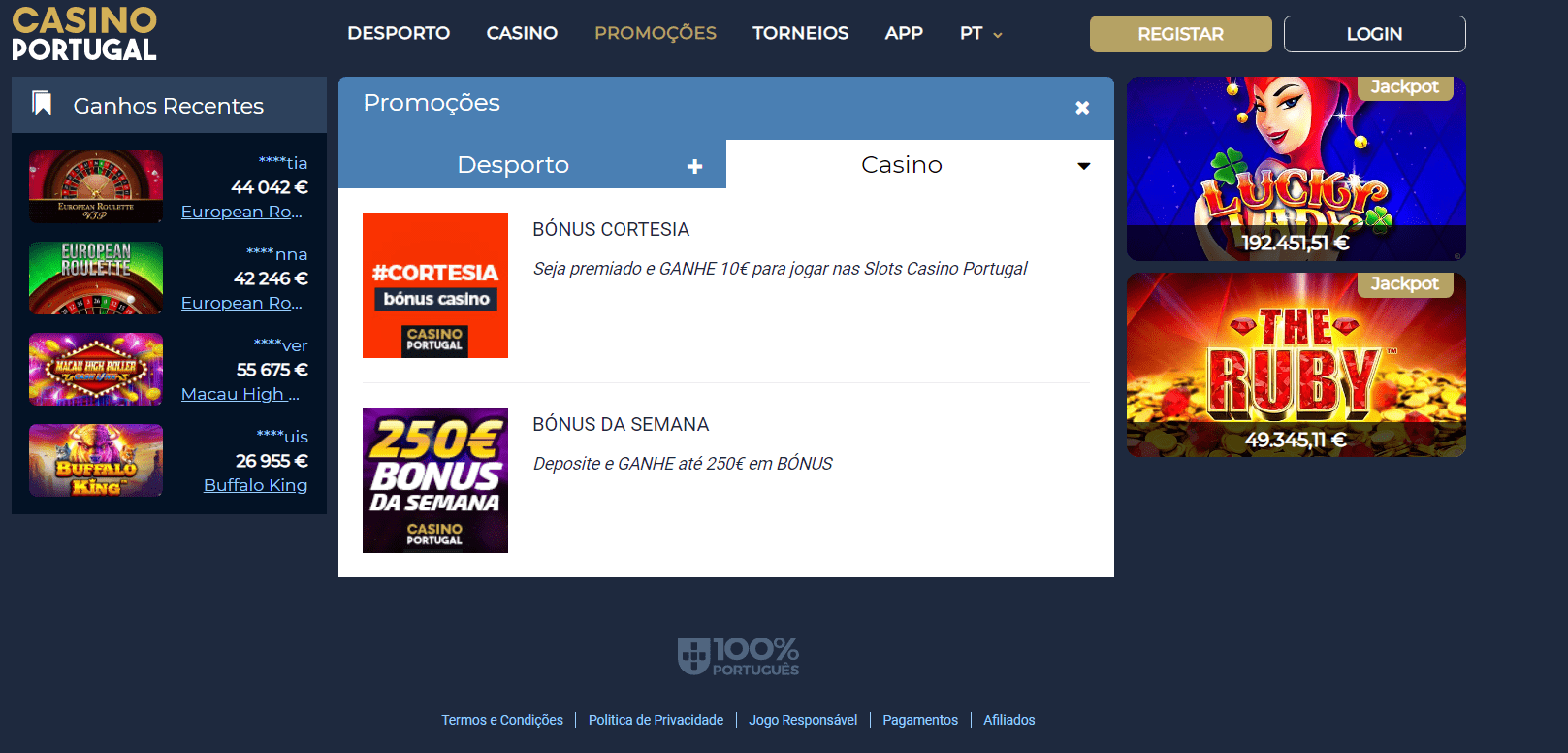 Casino Portugal promocoes