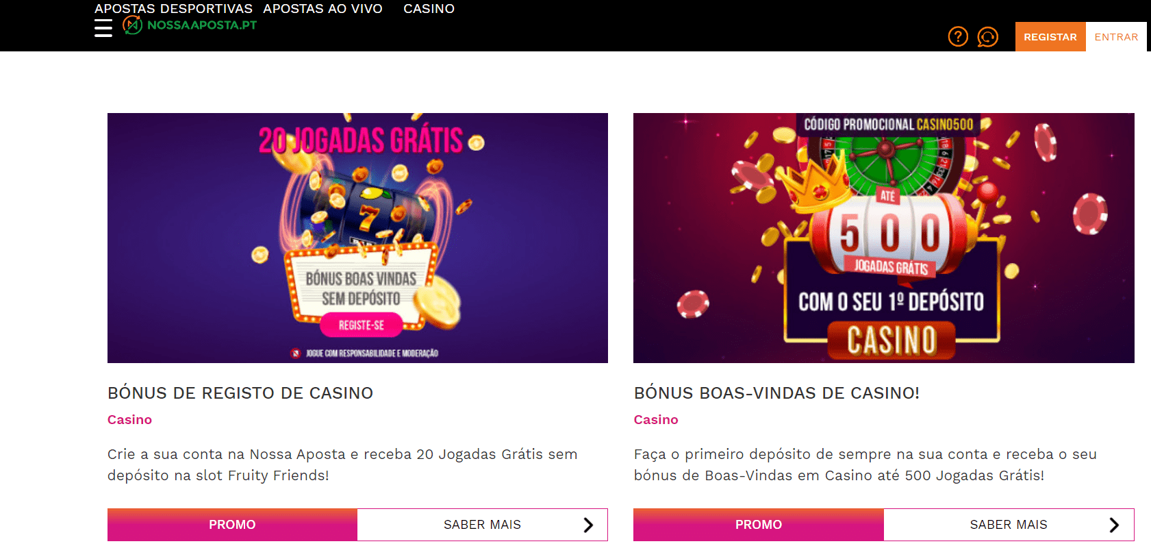 Nossa Aposta casino promocoes