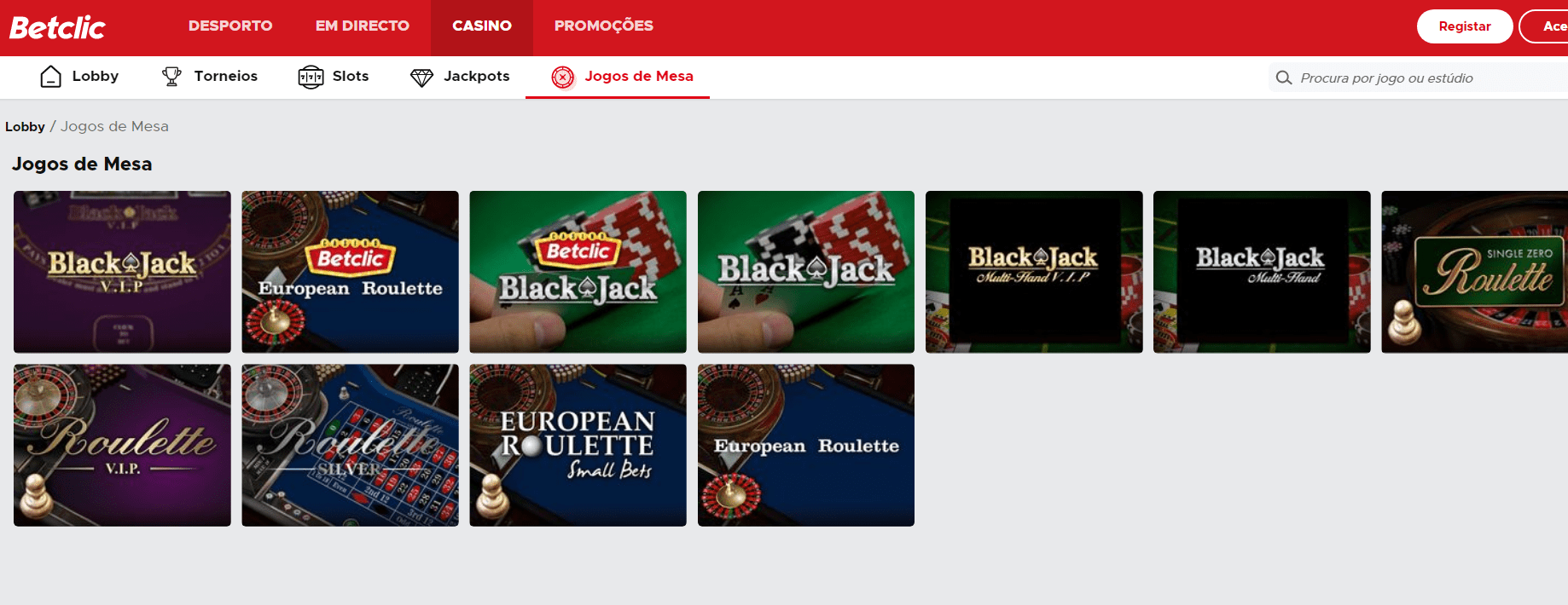 Betclic Casino Jogos de Mesa