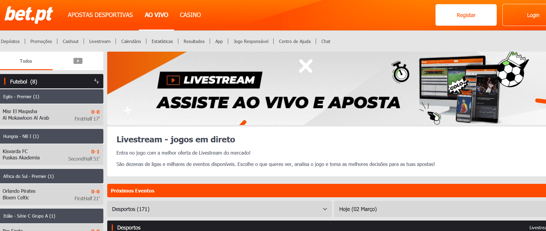 Bet.pt live stream